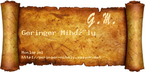 Geringer Mihály névjegykártya